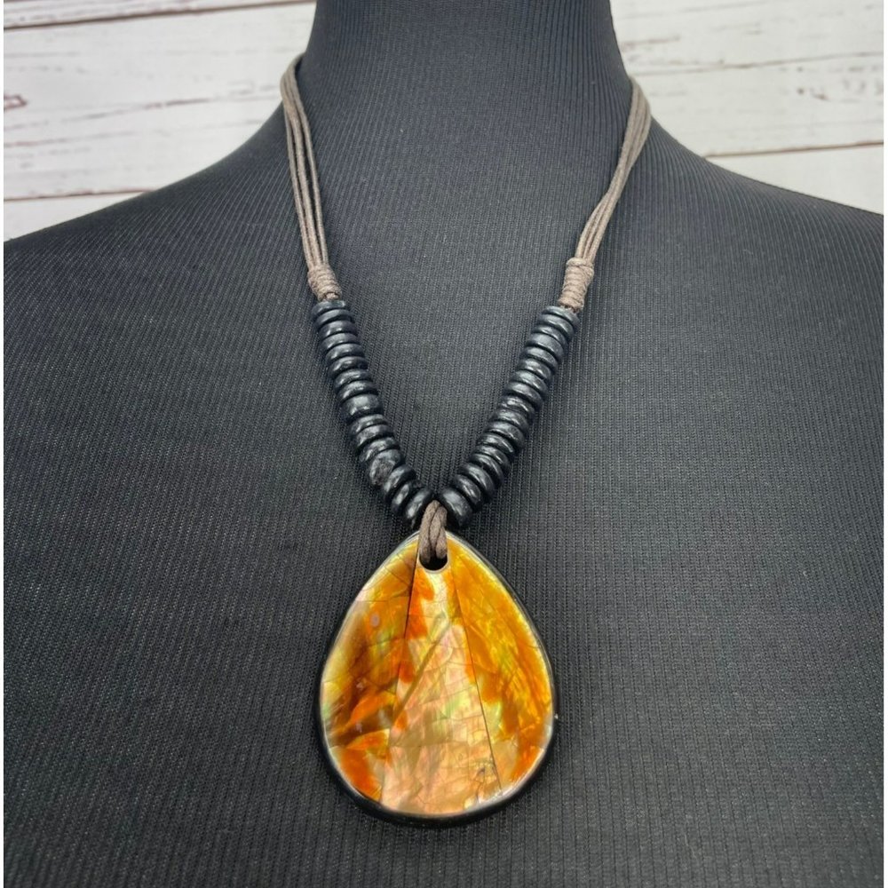 Marra Mamba Brown Tiger Eye Teardrop Cabochon Vintage Handmade Necklace